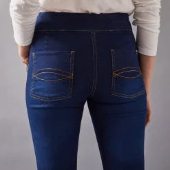 Jeans<Blancheporte Ultracomfortabele bootcutjeans, tricot met denimeffect, kleine lengte dark blue