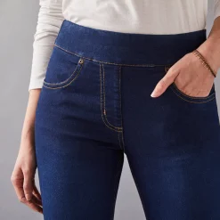 Jeans<Blancheporte Ultracomfortabele bootcutjeans, tricot met denimeffect, kleine lengte dark blue