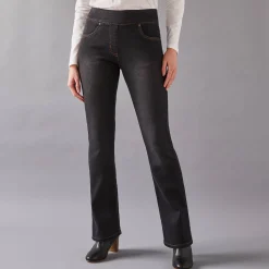 Jeans<Blancheporte Ultracomfortabele bootcutjeans, tricot met denimeffect, kleine lengte black