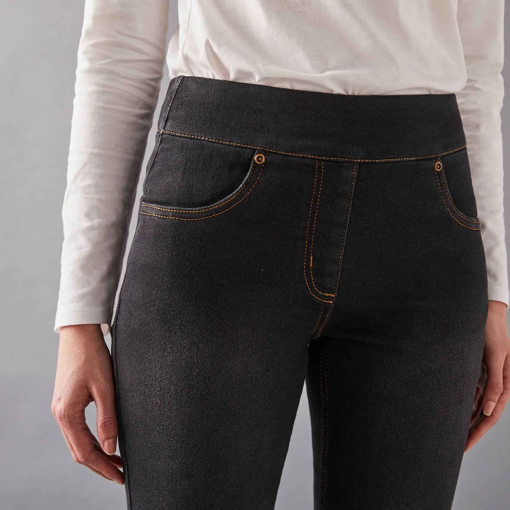 Jeans<Blancheporte Ultracomfortabele bootcutjeans, tricot met denimeffect, kleine lengte black