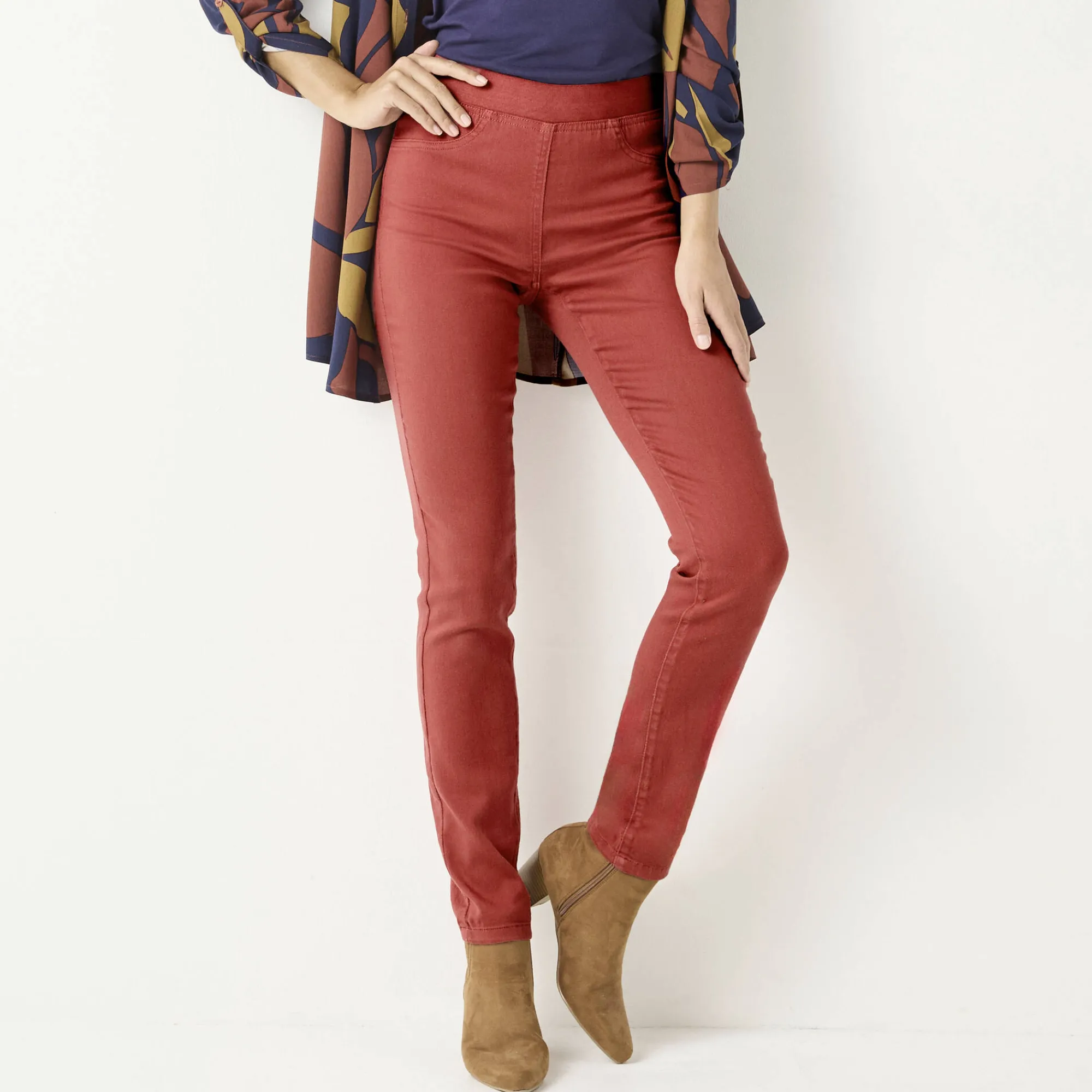 Jeans|Broek<Blancheporte Ultracomfortabele jegging met elastische taille - kleine lengte tomette