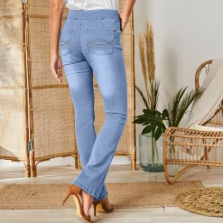 Jeans<Blancheporte Ultrarekbare bootcut jeans, tricot met jeansaspect, grote lengte bleached