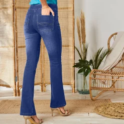 Jeans<Blancheporte Ultrarekbare bootcut jeans, tricot met jeansaspect, grote lengte stone