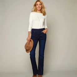 Jeans<Blancheporte Ultrarekbare bootcut jeans, tricot met jeansaspect, grote lengte dark blue