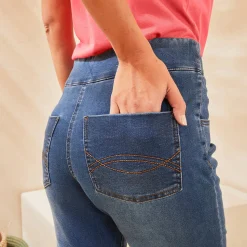 Jeans<Blancheporte Ultrarekbare, nauwsluitende kuitbroek, tricot met jeanseffect stone
