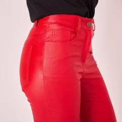 Broek<Blancheporte Ultrarekbare, nauwsluitende broek met coating donkerrood