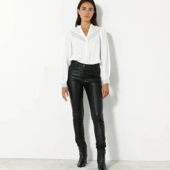 Feestoutfits Dames|Broek<Blancheporte Ultrarekbare, nauwsluitende broek met coating zwart