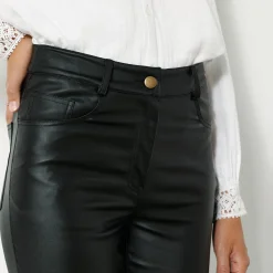 Feestoutfits Dames|Broek<Blancheporte Ultrarekbare, nauwsluitende broek met coating zwart