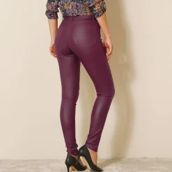 Feestoutfits Dames|Broek<Blancheporte Ultrarekbare, nauwsluitende broek met coating pruim