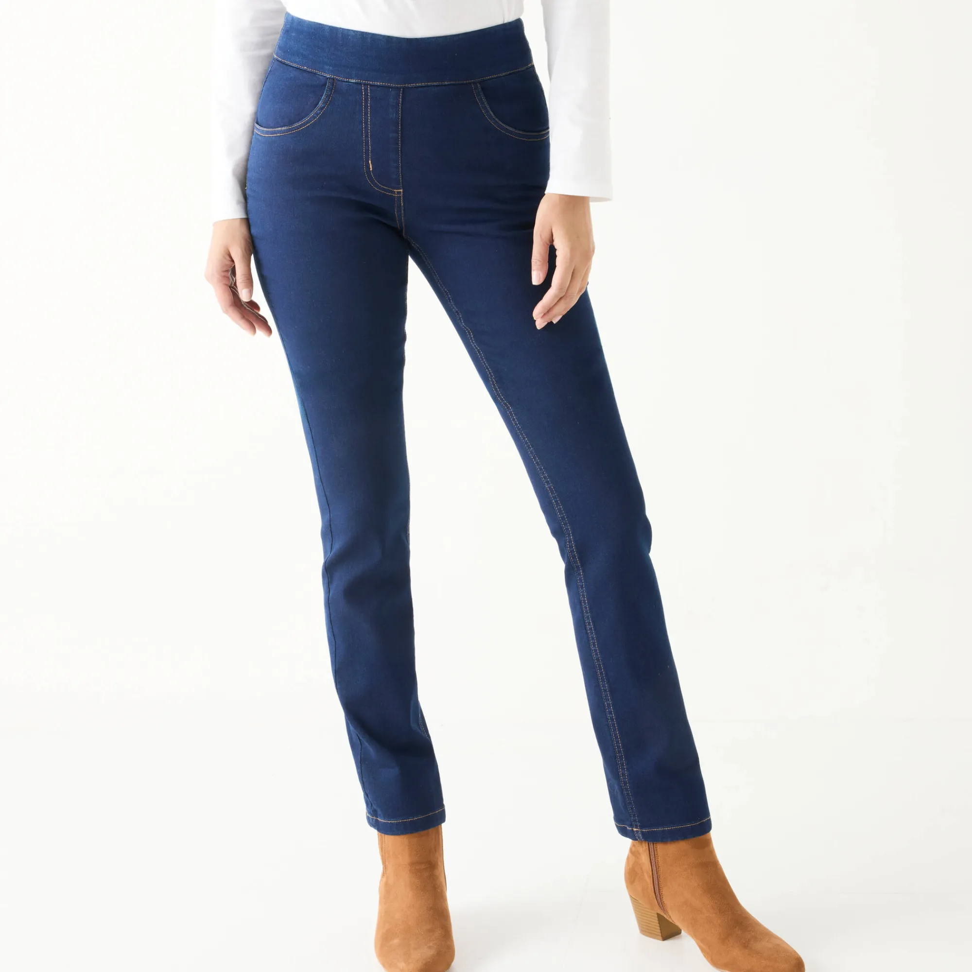 Jeans<Blancheporte Ultrarekbare rechte jegging, tricot met jeanseffect dark blue