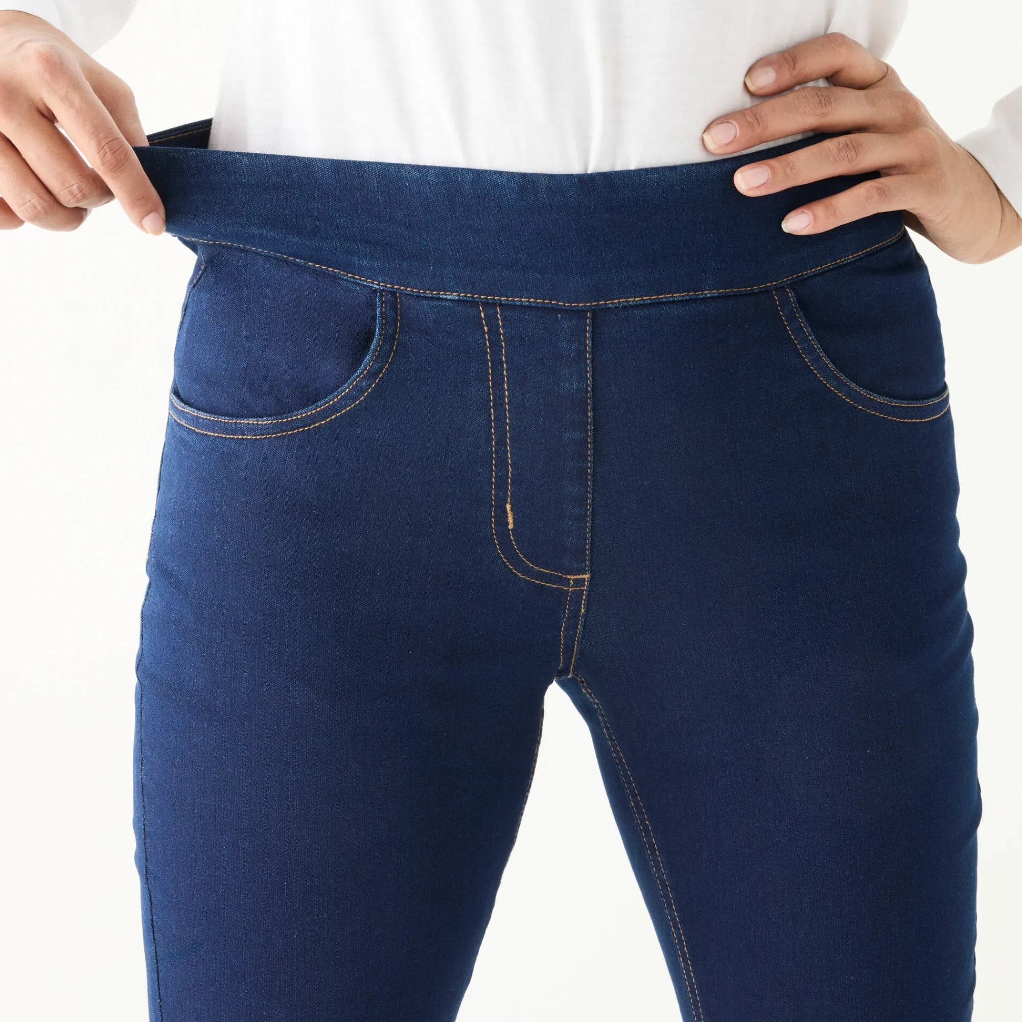 Jeans<Blancheporte Ultrarekbare rechte jegging, tricot met jeanseffect dark blue