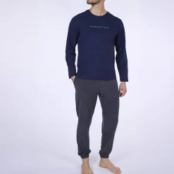 Pyjama En Kamerjas<Dodo Ultrazachte pyjama in jersey en fleecetricot blauw / grijs