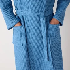 Badjas<Colombine Uniseks badjas voor volwassenen in bijenraattricot 280 g/m2, personaliseerbaar blauw