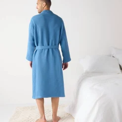 Badjas<Colombine Uniseks badjas voor volwassenen in bijenraattricot 280 g/m2, personaliseerbaar blauw