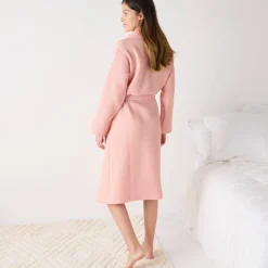 Badjas<Colombine Uniseks badjas voor volwassenen in bijenraattricot 280 g/m2, personaliseerbaar poederroze