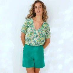Short|Jurk<Blancheporte Urban short met knoopsluiting in 'pand' effect groen