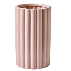 Decoratieartikel<Blancheporte Vaas in gegroef keramiek, roze