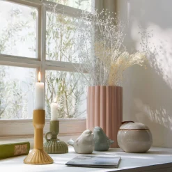 Decoratieartikel<Blancheporte Vaas in gegroef keramiek, roze
