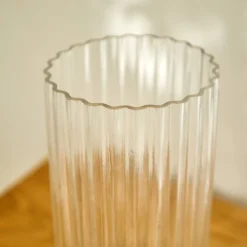 Decoratieartikel<Blancheporte Vaas in geribbeld glas transparant