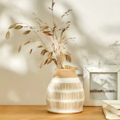 Decoratieartikel<Blancheporte Vaas in keramiek - 12,5 cm hoog naturel