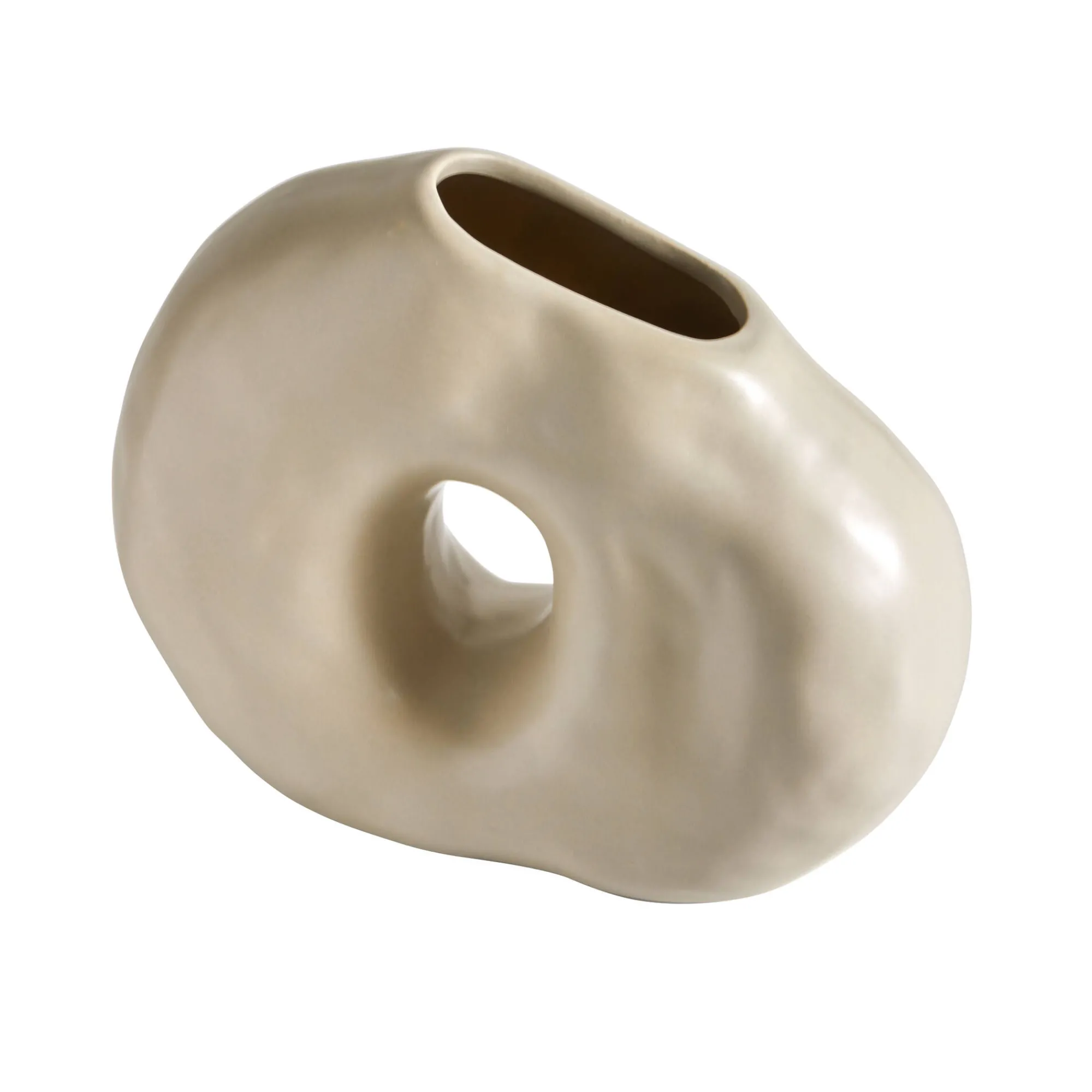 Decoratieartikel<Blancheporte Vaas met organische vorm - 18 cm hoog grijsbeige
