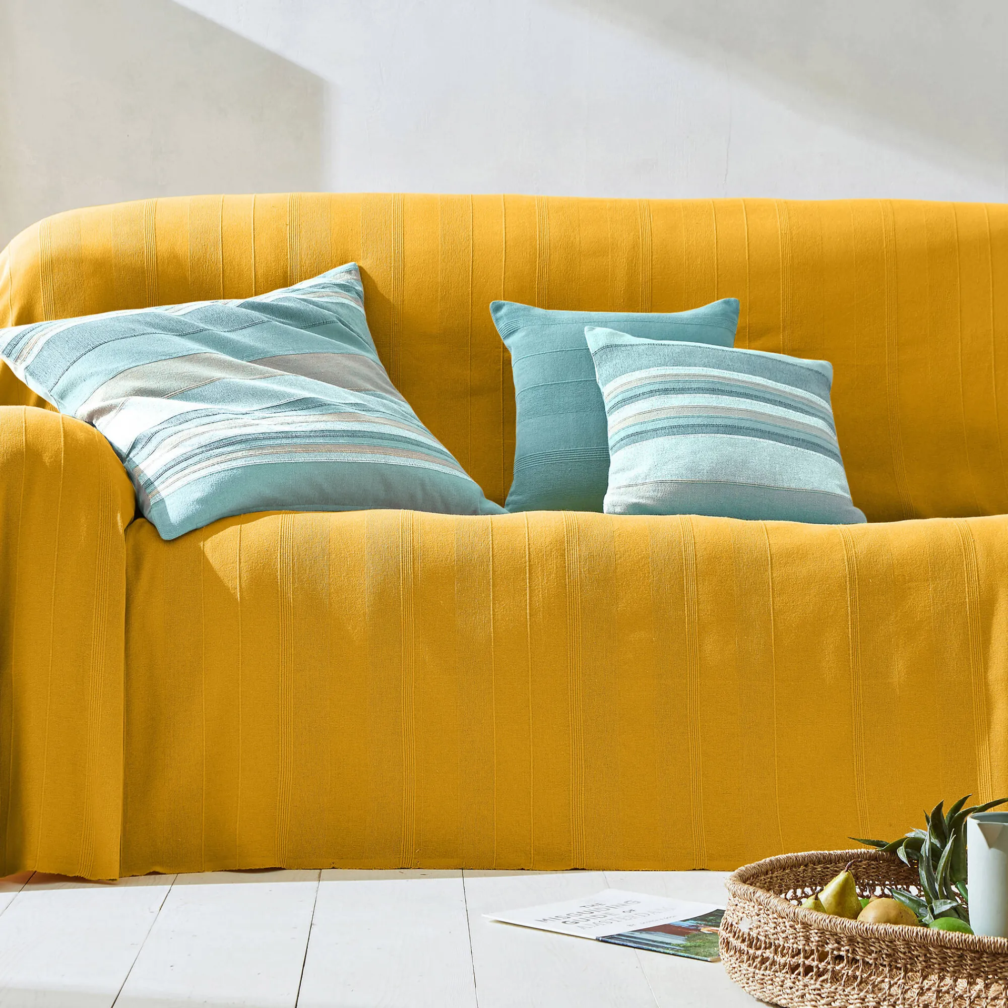 Kussenhoes<Blancheporte Veelkleurig artisanaal geweven kussenhoes - set van 2 celadon