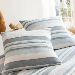 Zeildoekstof<Blancheporte Veelkleurig artisanaal geweven sprei of plaid parelgrijs
