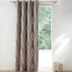 Gordijn, Glasgordijn & Store<Colombine Verduisterend gordijn met golvende motieven taupe