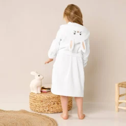 Badjas|Handdoek En Badlaken Kids<Colombine des petits Vermommingsbadjas voor kinderen, konijnmotief en kap, personaliseerbaar wit