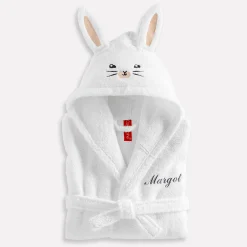 Badjas|Handdoek En Badlaken Kids<Colombine des petits Vermommingsbadjas voor kinderen, konijnmotief en kap, personaliseerbaar wit