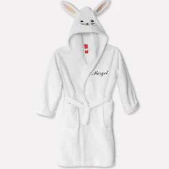 Badjas|Handdoek En Badlaken Kids<Colombine des petits Vermommingsbadjas voor kinderen, konijnmotief en kap, personaliseerbaar wit