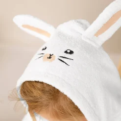 Badjas|Handdoek En Badlaken Kids<Colombine des petits Vermommingsbadjas voor kinderen, konijnmotief en kap, personaliseerbaar wit