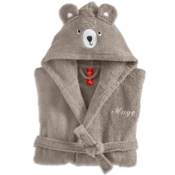 Badjas|Handdoek En Badlaken Kids<Colombine des petits Vermommingsbadjas voor kinderen, beertjesmotief en kap, personaliseerbaar taupe