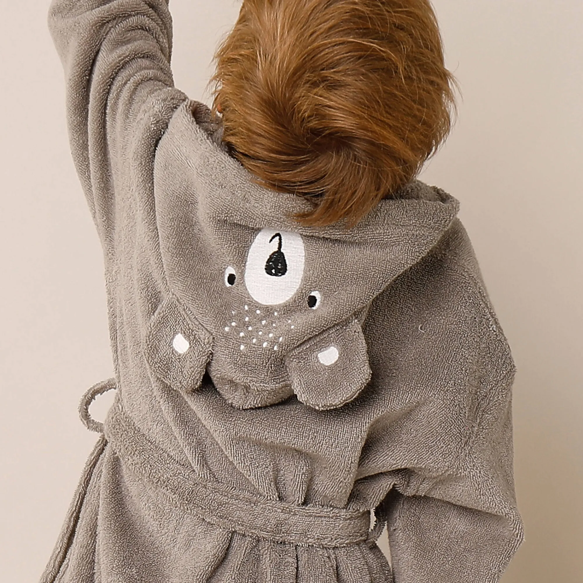 Badjas|Handdoek En Badlaken Kids<Colombine des petits Vermommingsbadjas voor kinderen, beertjesmotief en kap, personaliseerbaar taupe