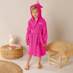 Badjas|Handdoek En Badlaken Kids<Colombine des petits Vermommingsbadjas voor kids met eenhoornmotief en kap, personaliseerbaar fuchsia