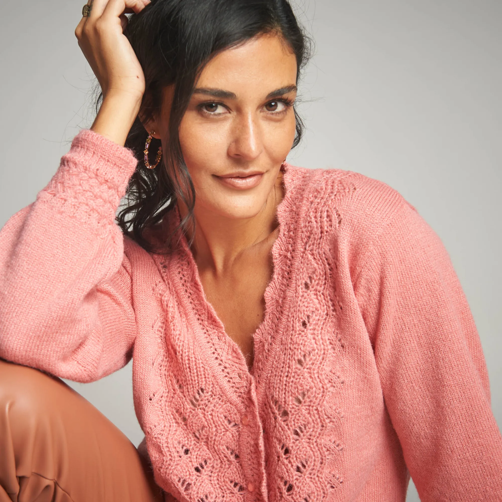 Trui En Vest<Lora Zellini Vest in ajourtricot koraal
