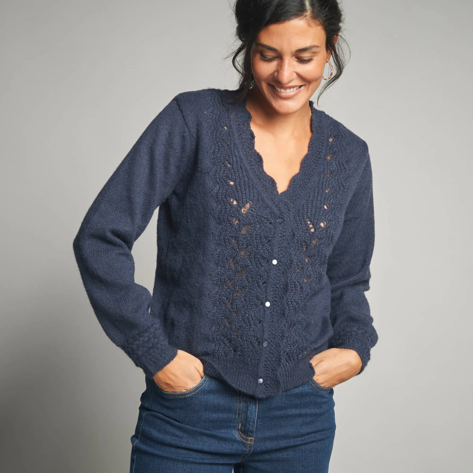 Trui En Vest<Lora Zellini Vest in ajourtricot marine