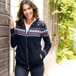 Trui En Vest<Blancheporte Vest in jacquard, gevoerd met pluchetricot marine