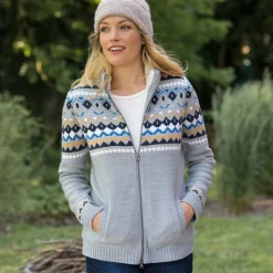 Trui En Vest<Blancheporte Vest in jacquard, gevoerd met pluchetricot chiné grijs