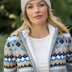 Trui En Vest<Blancheporte Vest in jacquard, gevoerd met pluchetricot chiné grijs