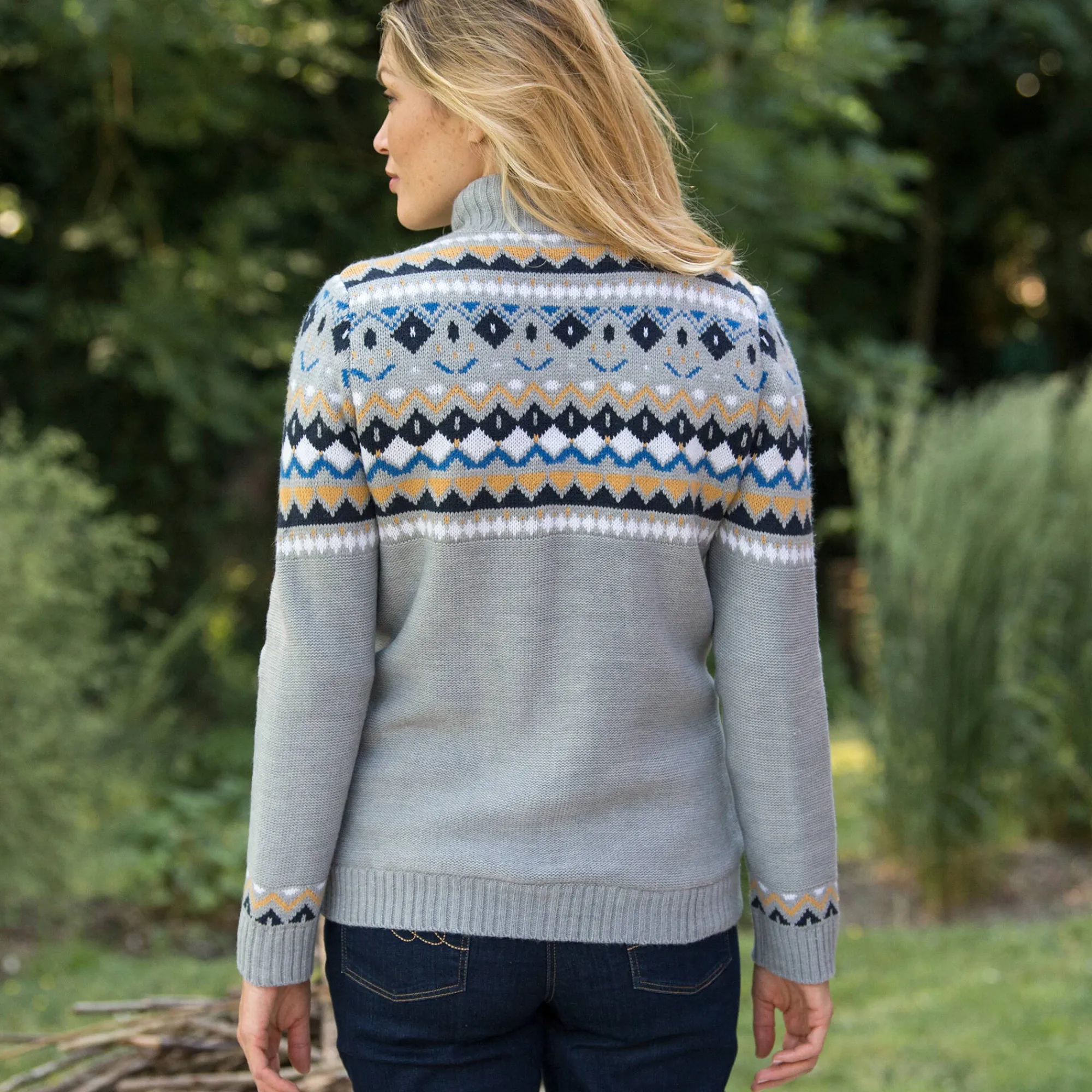 Trui En Vest<Blancheporte Vest in jacquard, gevoerd met pluchetricot chiné grijs