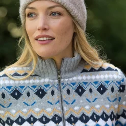 Trui En Vest<Blancheporte Vest in jacquard, gevoerd met pluchetricot chiné grijs