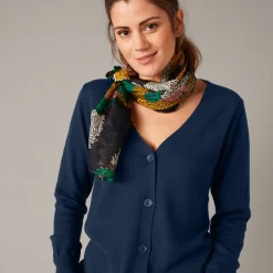 Trui En Vest<Colors&Co Vest in lamswol met V-hals en knoopsluiting marine