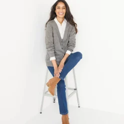 Trui En Vest<Colors&Co Vest in lamswol met V-hals en knoopsluiting chiné grijs