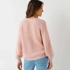 Trui En Vest<Blancheporte Vest in patenttricot met glansdraad roze