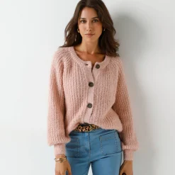 Trui En Vest<Blancheporte Vest in patenttricot met glansdraad roze