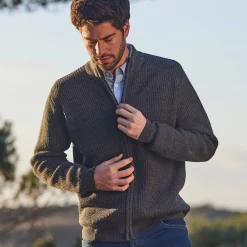 Trui En Vest<Blancheporte Vest in patenttricot met rits, 30% wol antracietgrijs