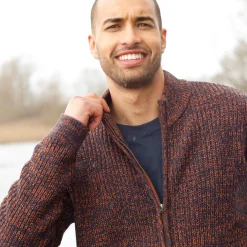 Trui En Vest<Blancheporte Vest in patenttricot met rits, 30% wol gespikkeld oranje