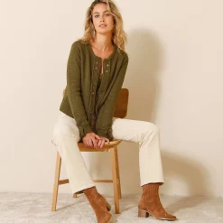 Trui En Vest<Blancheporte Vest in tricot met goudkleurige knopen bronskleur