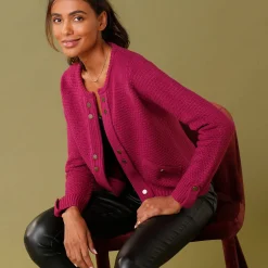 Trui En Vest<Blancheporte Vest in tricot met goudkleurige knopen violine
